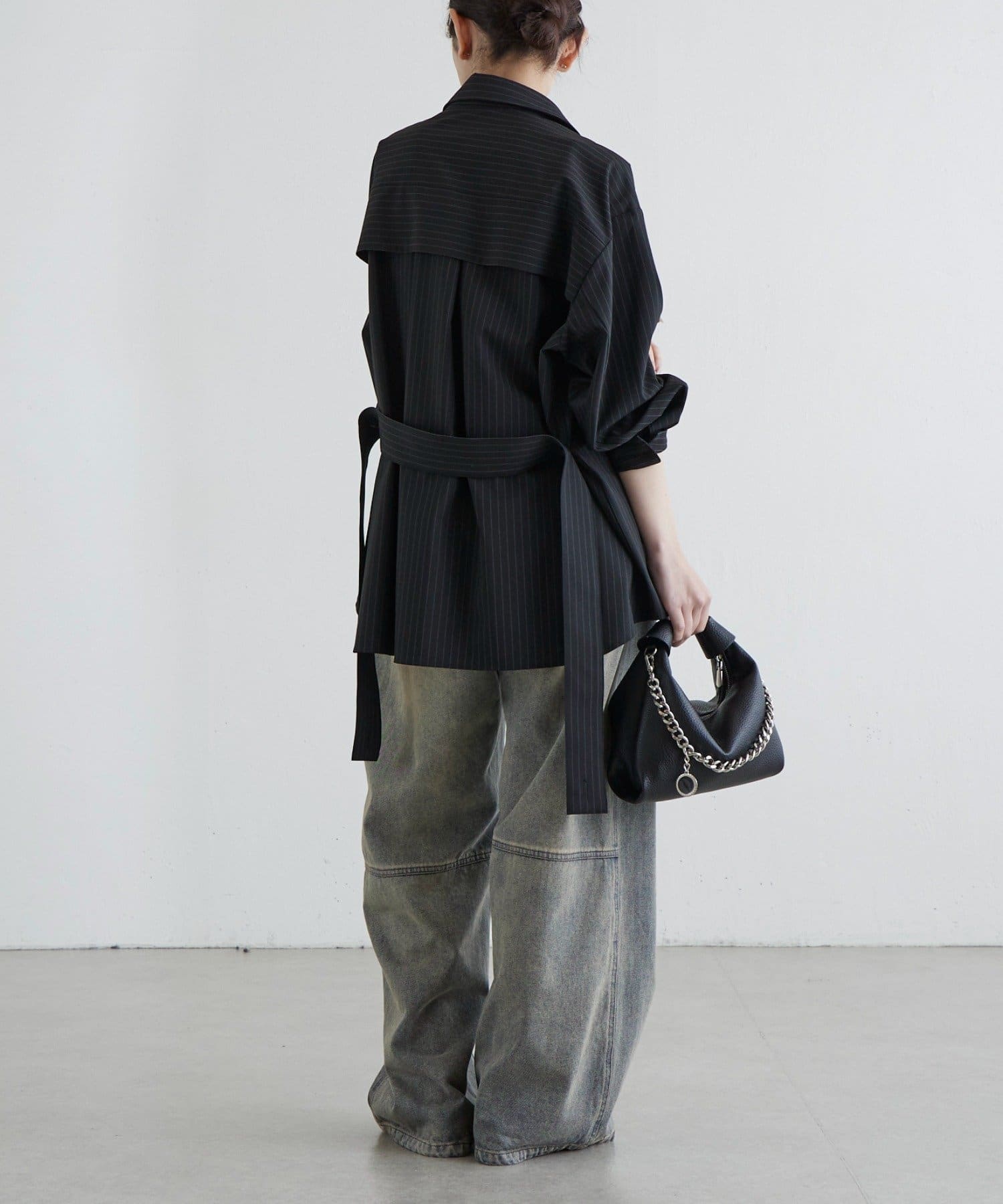 Lui's(ルイス) ベルトデザインストライプシャツ