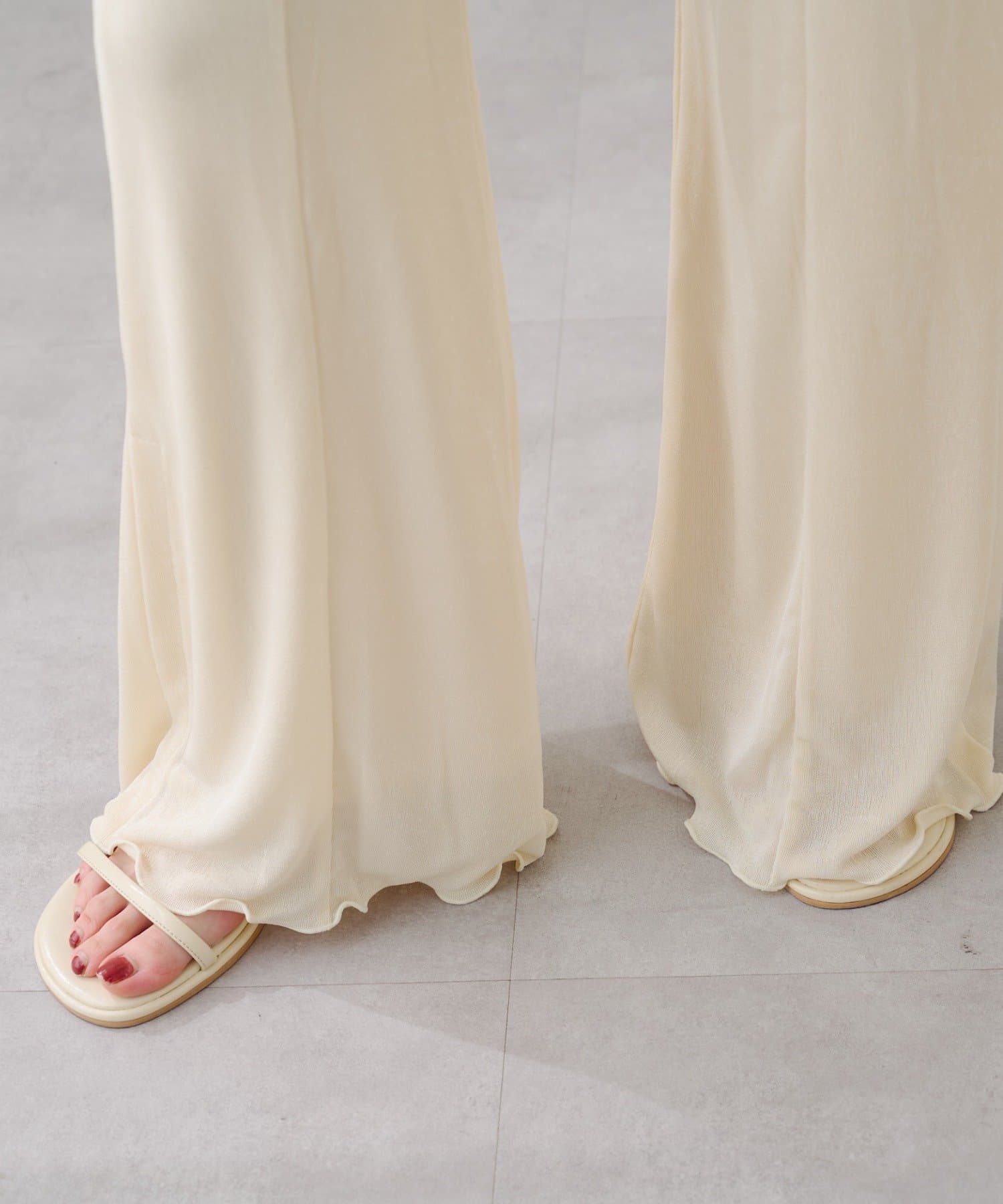 Kastane(カスタネ) 【S.Mサイズ展開】B シアーリブフレアパンツ