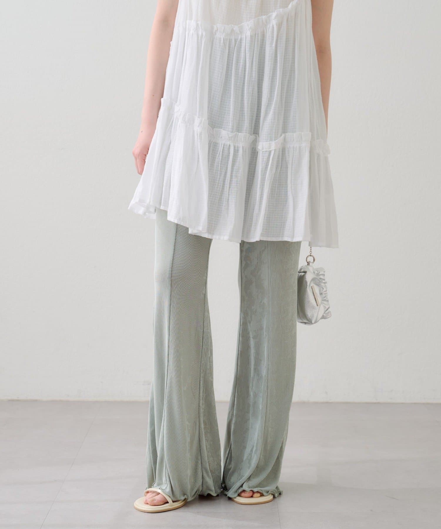 Kastane(カスタネ) 【S.Mサイズ展開】B シアーリブフレアパンツ