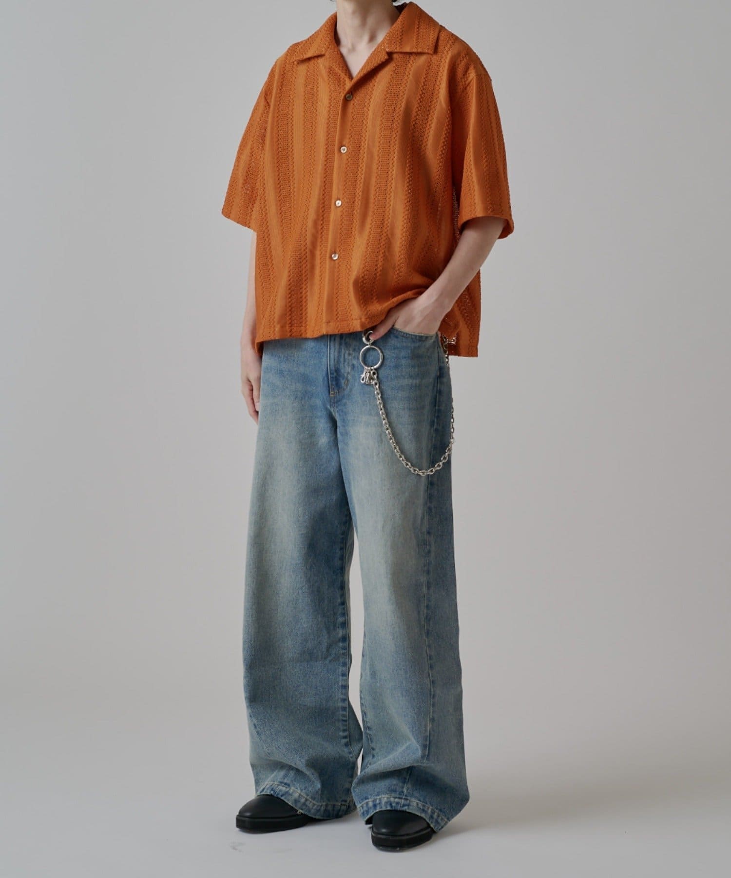 Lui's(ルイス) ウーリーレースオープンカラーシャツ