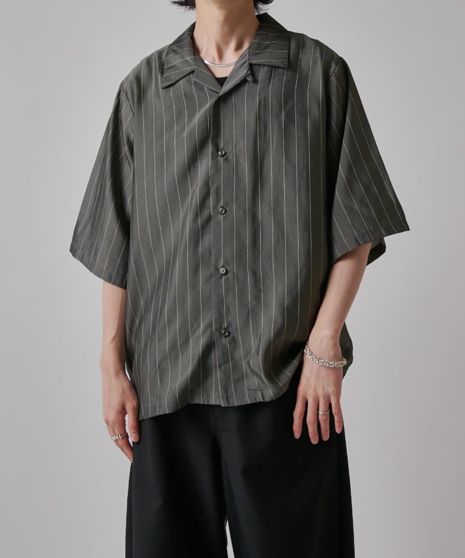 Lui's(ルイス) キュプラストライプ半袖シャツ