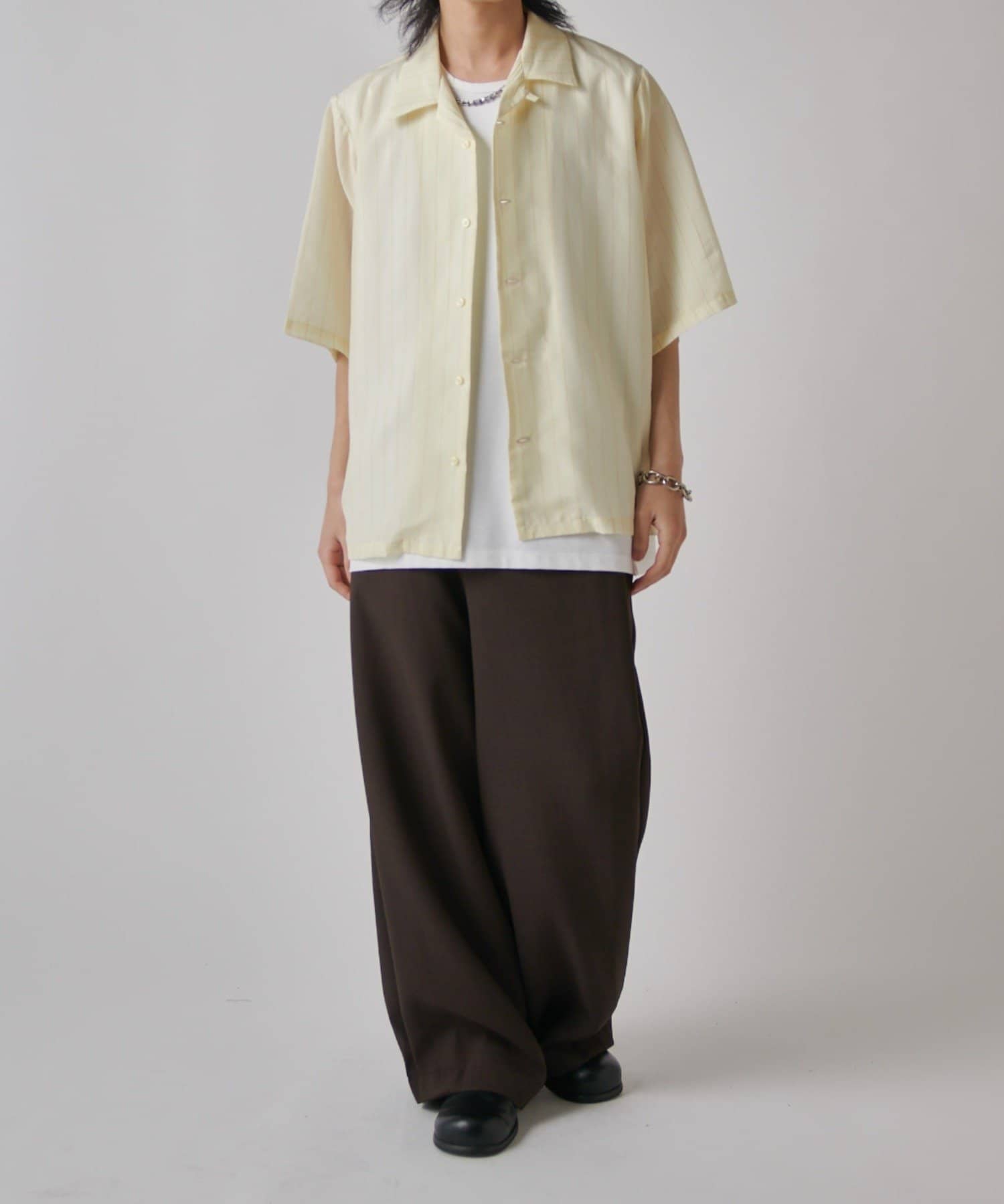 Lui's(ルイス) キュプラストライプ半袖シャツ