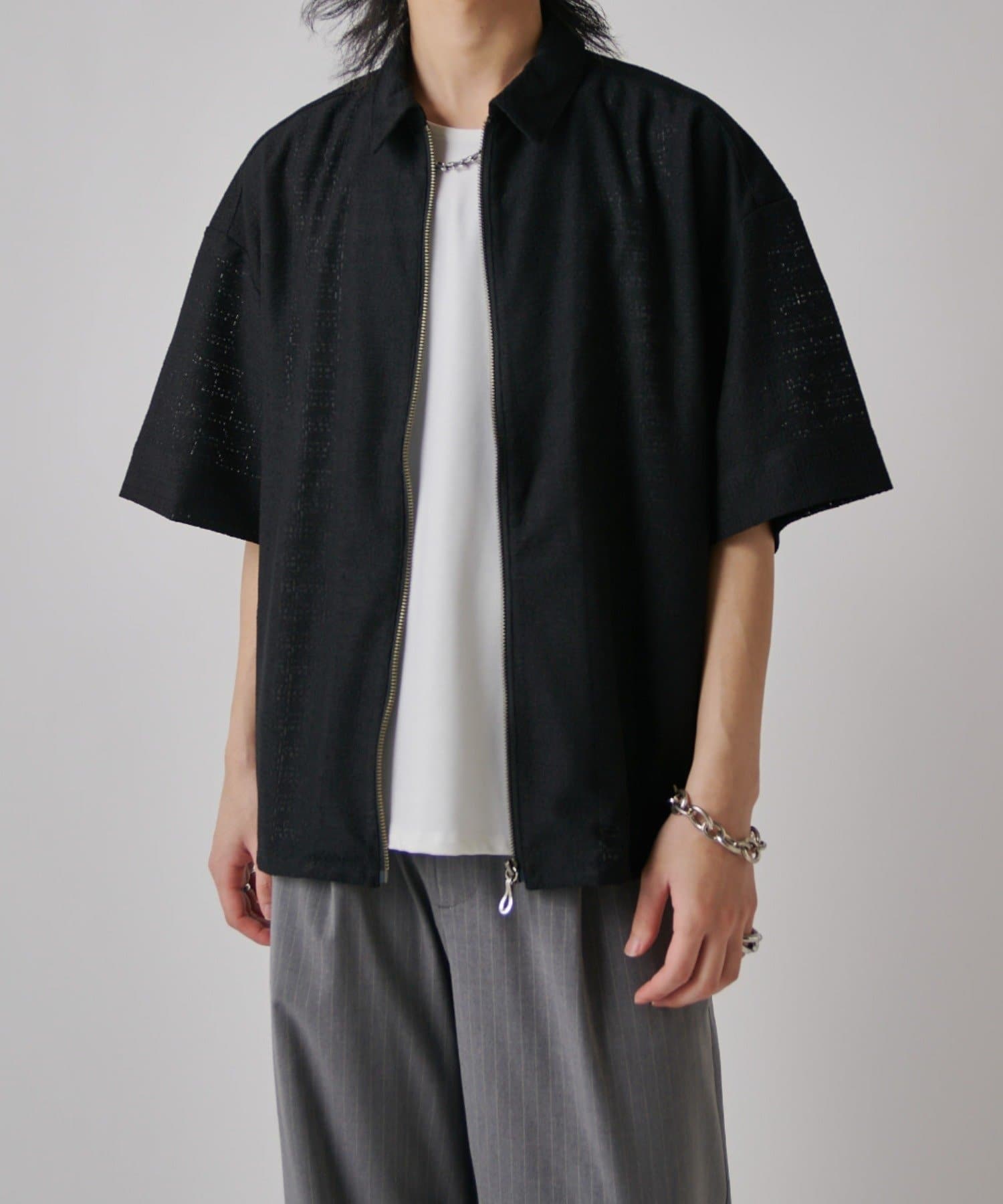 Lui's(ルイス) S/S ZIPレースシャツ