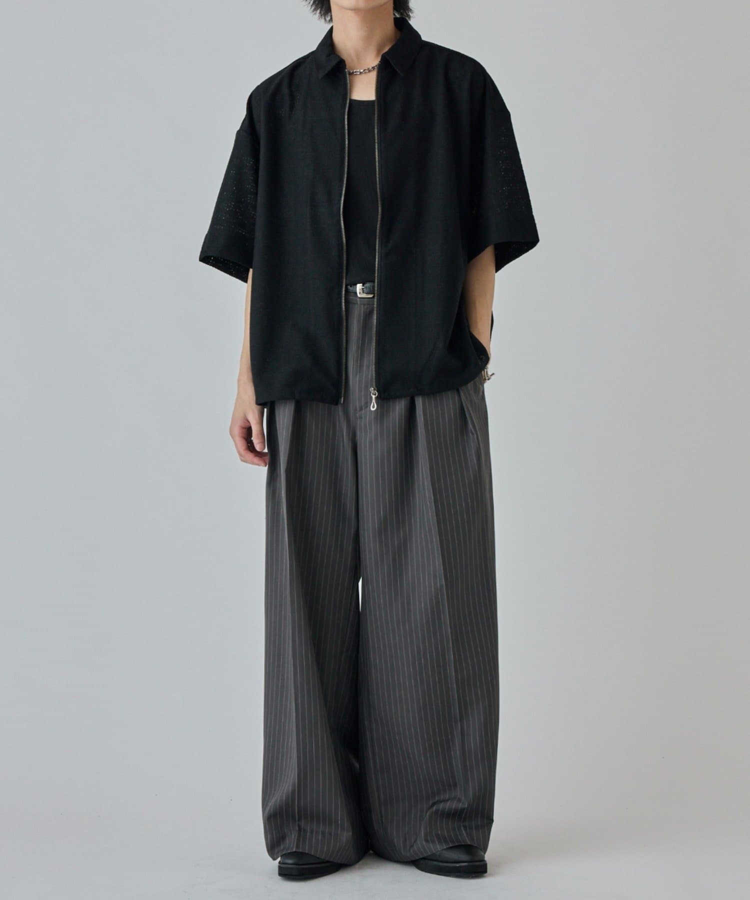 Lui's(ルイス) S/S ZIPレースシャツ