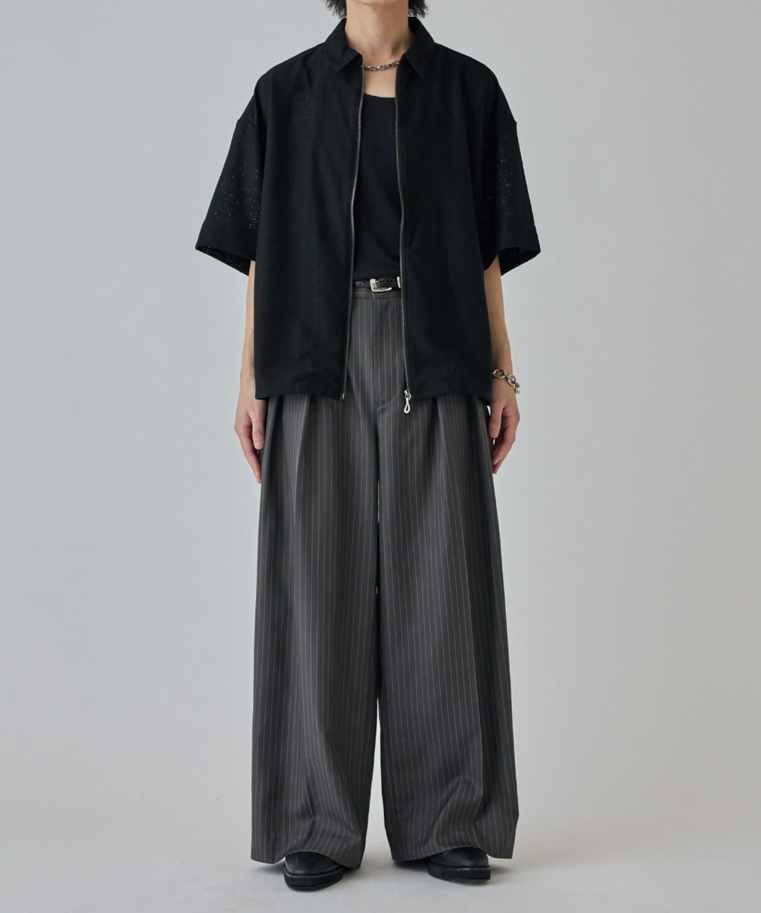 Lui's(ルイス) S/S ZIPレースシャツ