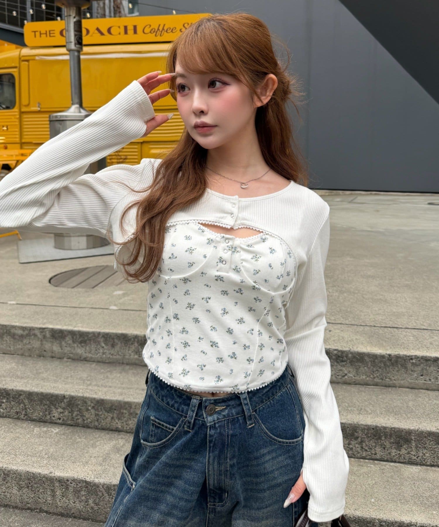 RAY CASSIN(レイカズン) 【花柄 / ボーダー】ボレロレイヤードキャミセット