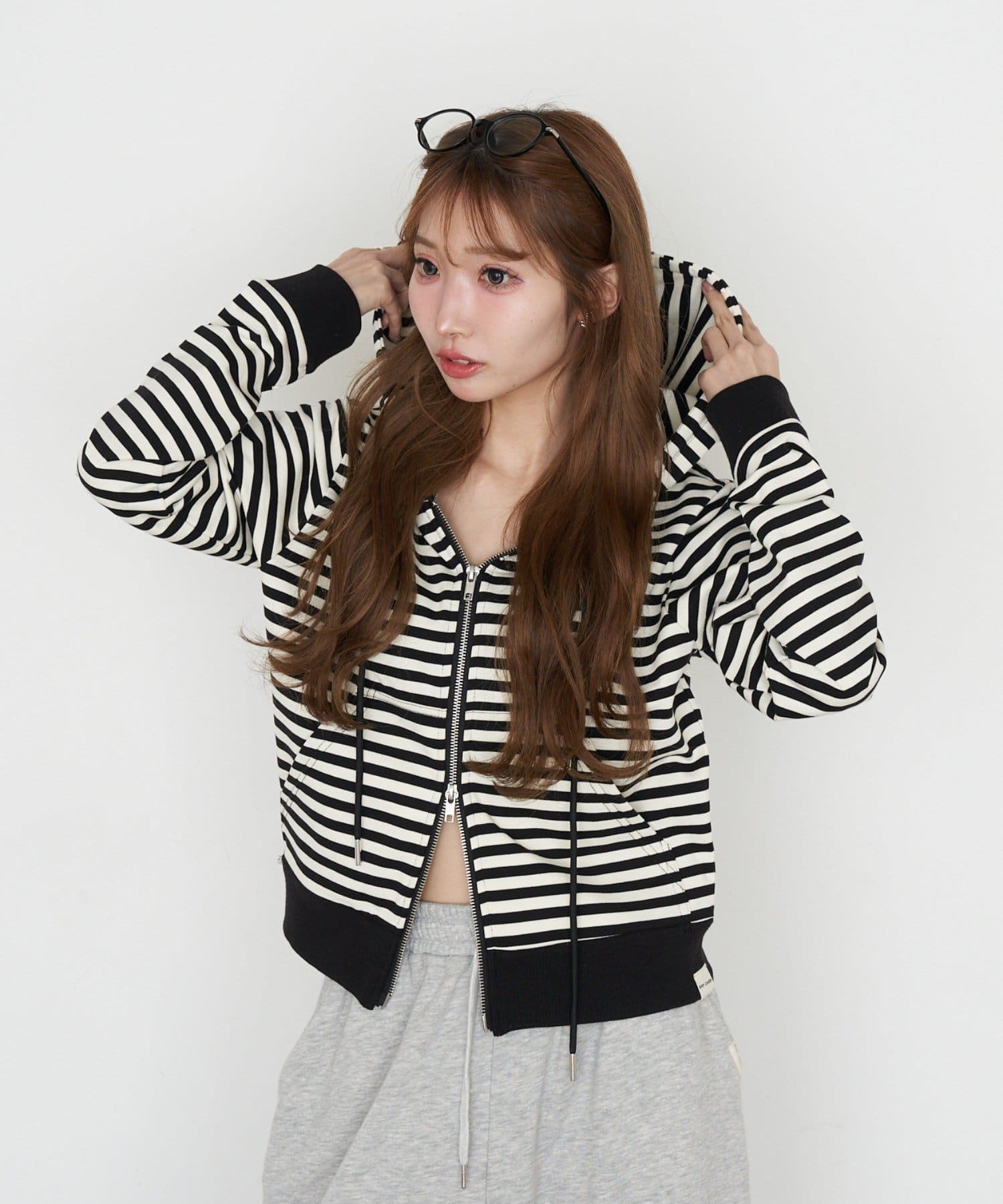 RAY CASSIN(レイカズン) 【セットアップで着られる】ボーダーパーカー