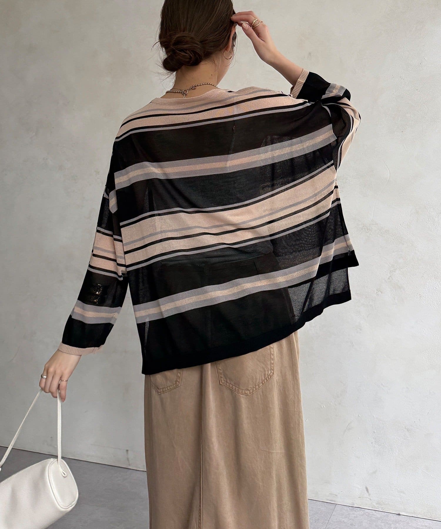 DOUDOU(ドゥドゥ) 【WEB限定】接触冷感マルチボーダーニットプルオーバー