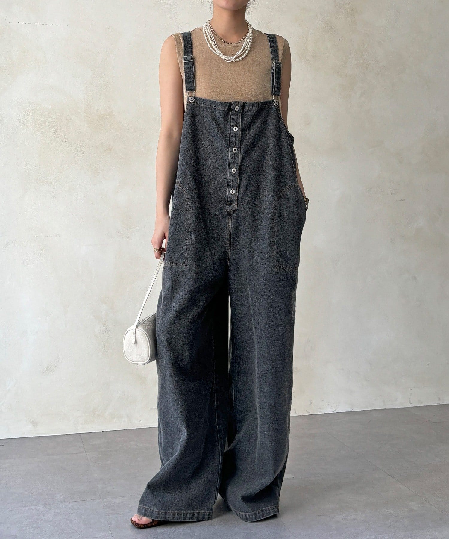 DOUDOU(ドゥドゥ) 【WEB限定】フロントボタンデニムサロペット