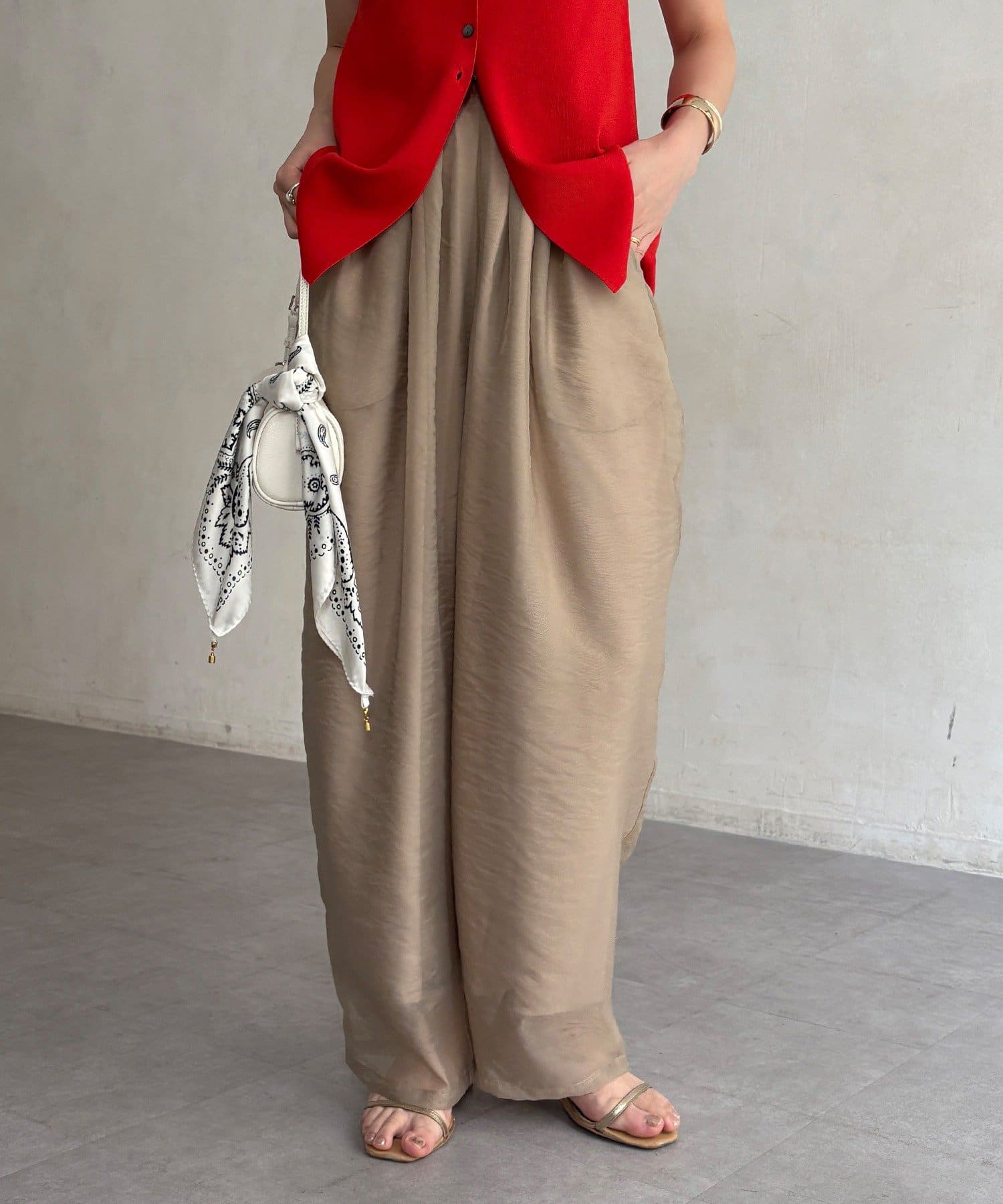 DOUDOU(ドゥドゥ) 【WEB限定】オーガンジータックパンツ