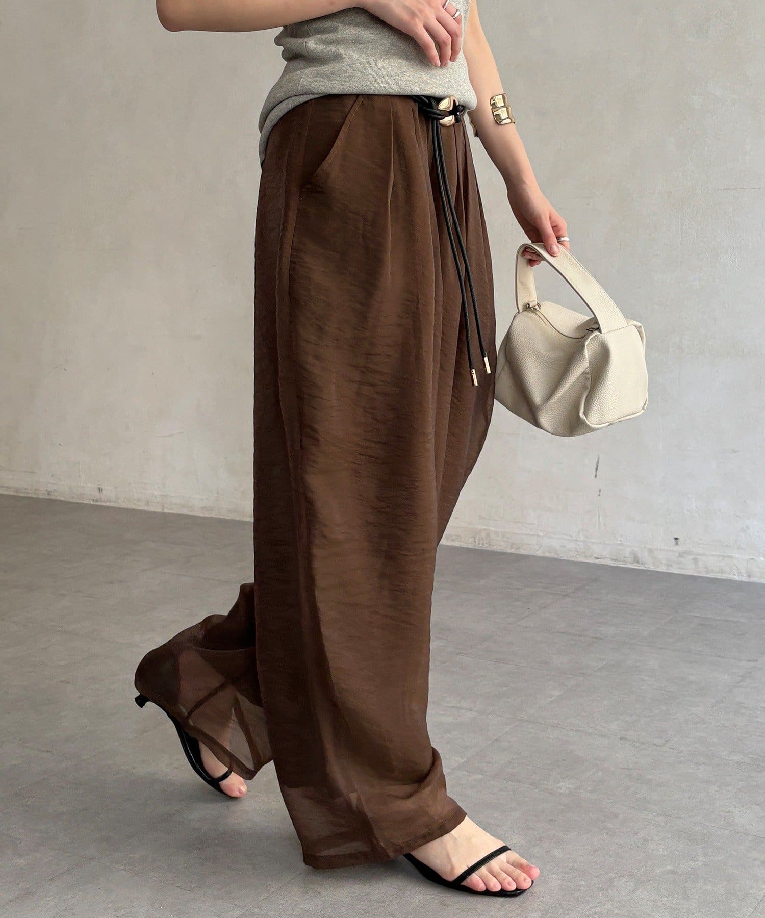 DOUDOU(ドゥドゥ) 【WEB限定】オーガンジータックパンツ