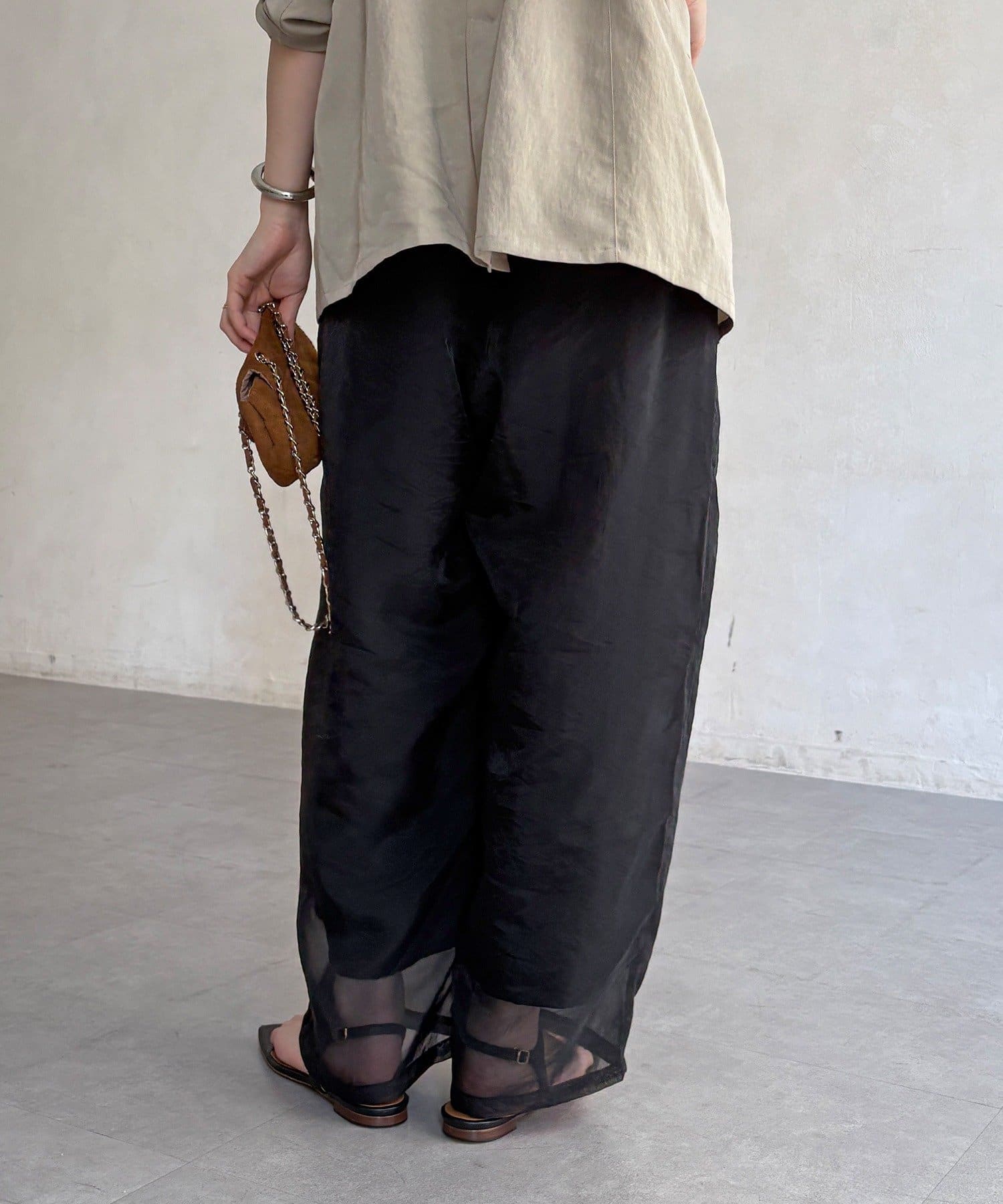 DOUDOU(ドゥドゥ) 【WEB限定】オーガンジータックパンツ