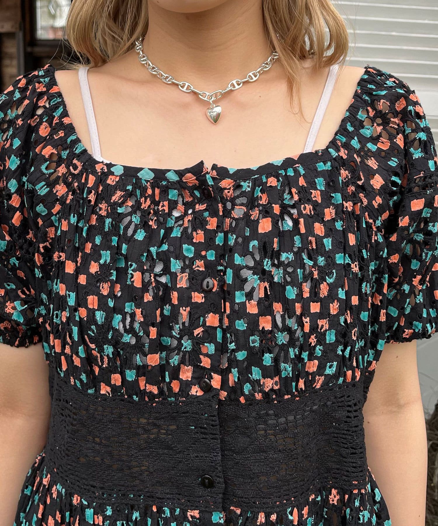 OUTLET(アウトレット) 【Ciaopanic】刺繍プリントレースチュニックワンピ