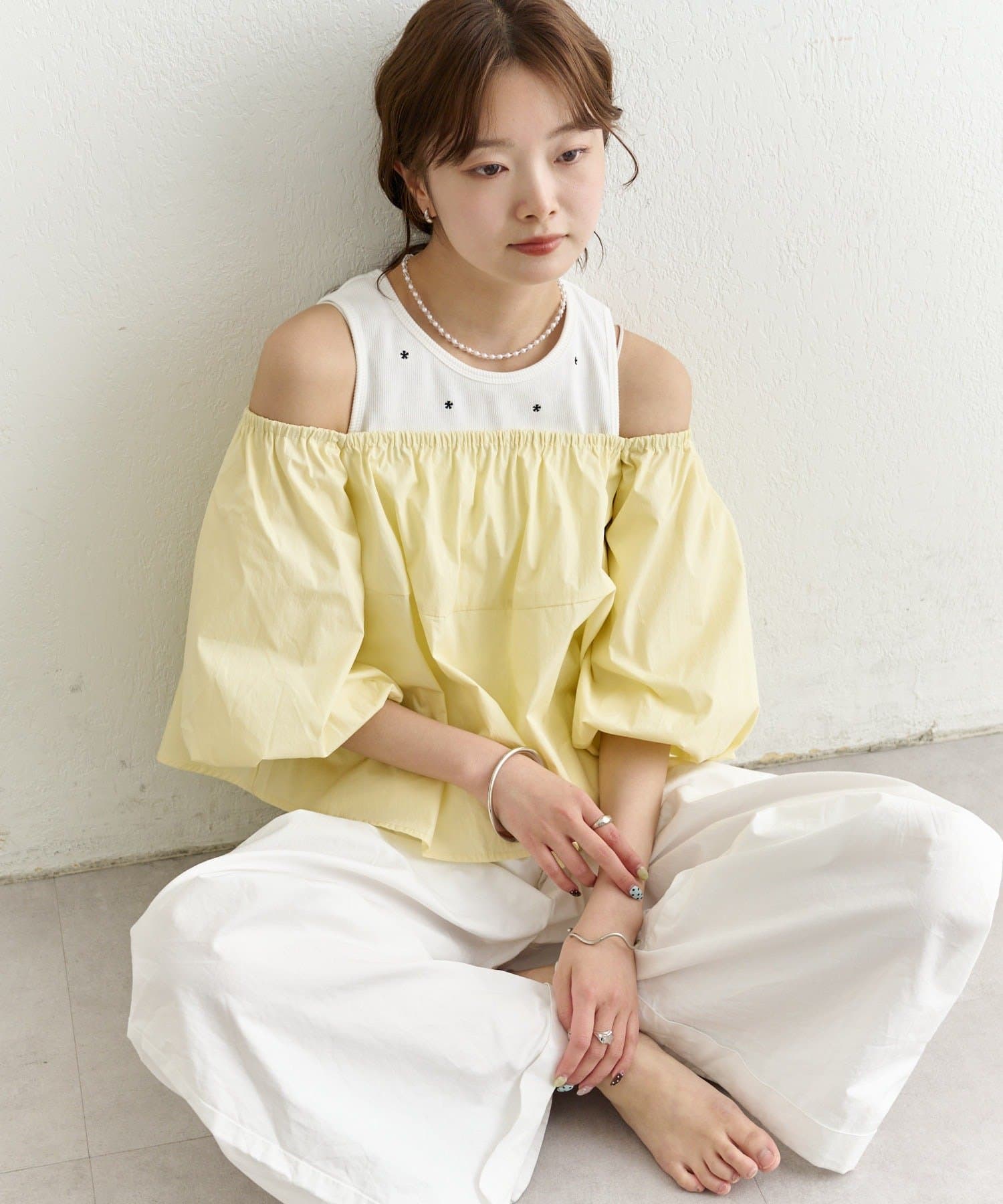 mystic(ミスティック) 《4/2(THU) 12:00予約START》オフショル袖バルーンブラウス