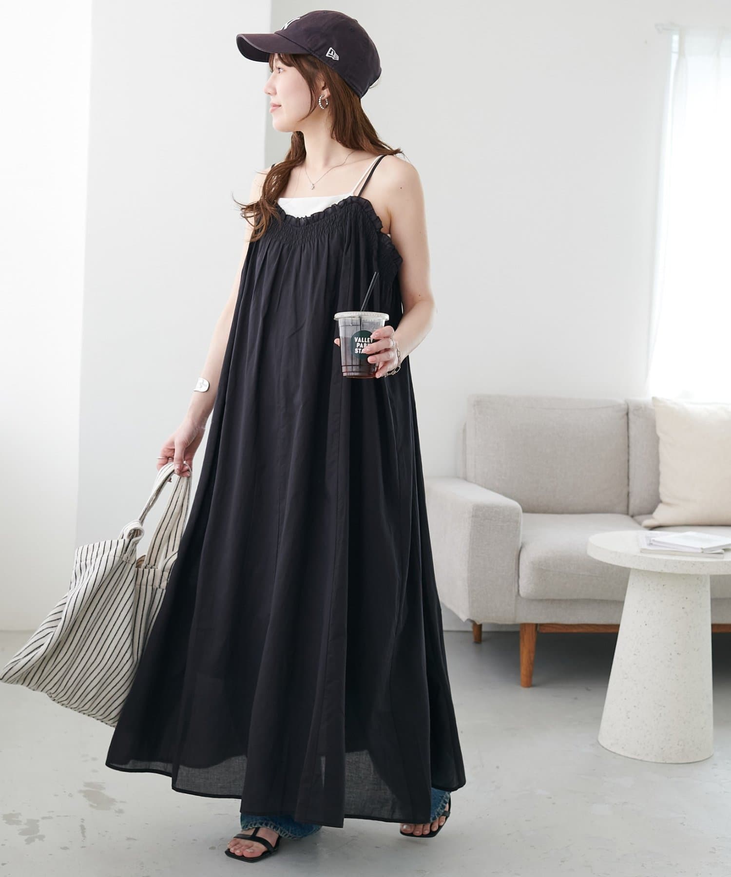 DISCOAT(ディスコート) 胸ギャザーキャミワンピース