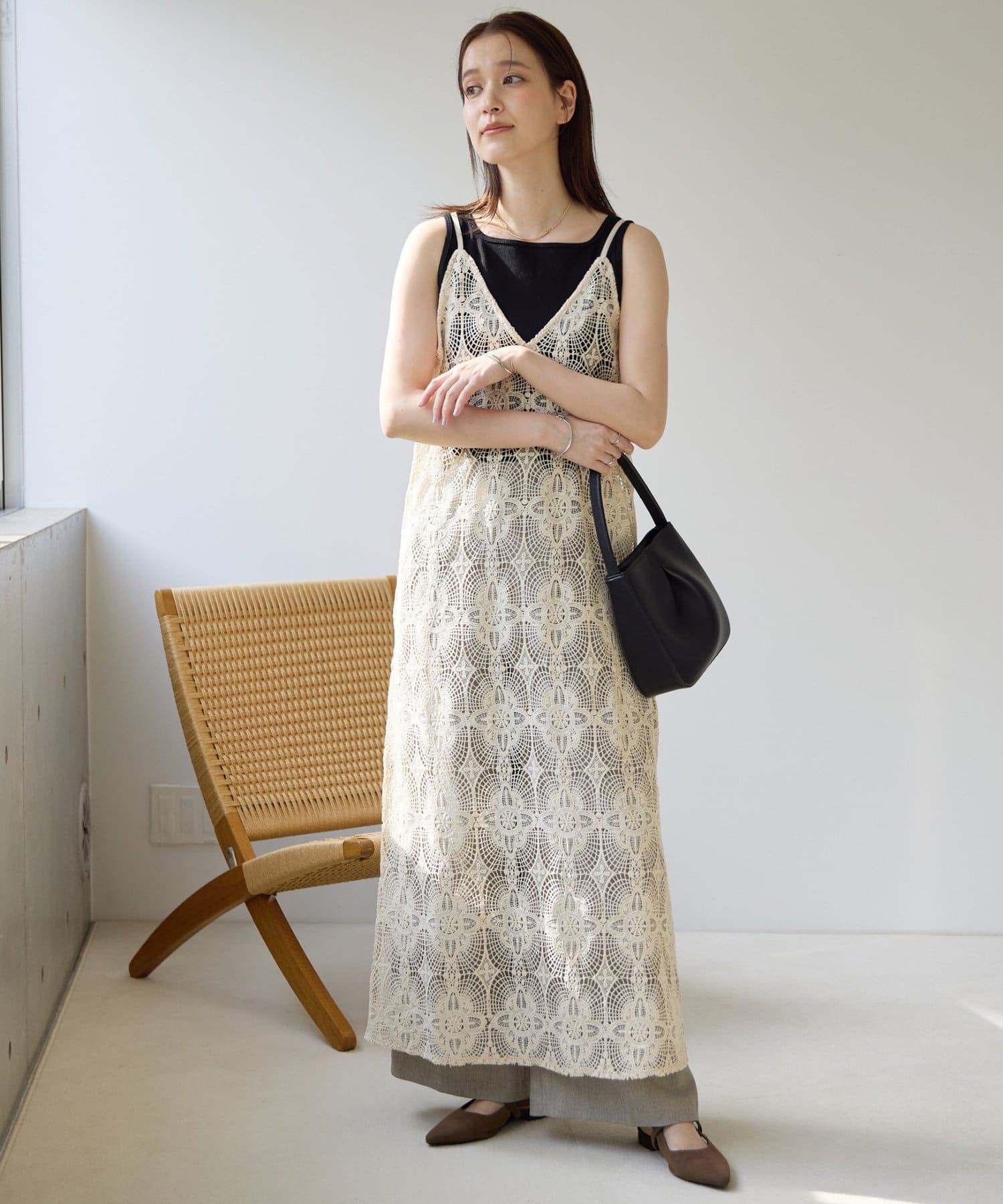 DISCOAT(ディスコート) 【Noka】大柄レースキャミワンピ