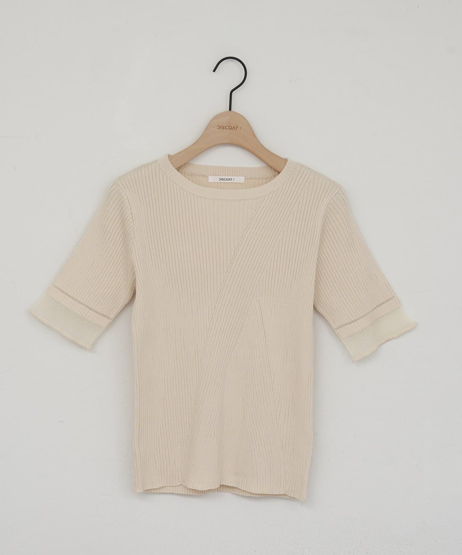 DISCOAT(ディスコート) 【WEB限定】シアー切り替え半袖プルオーバー