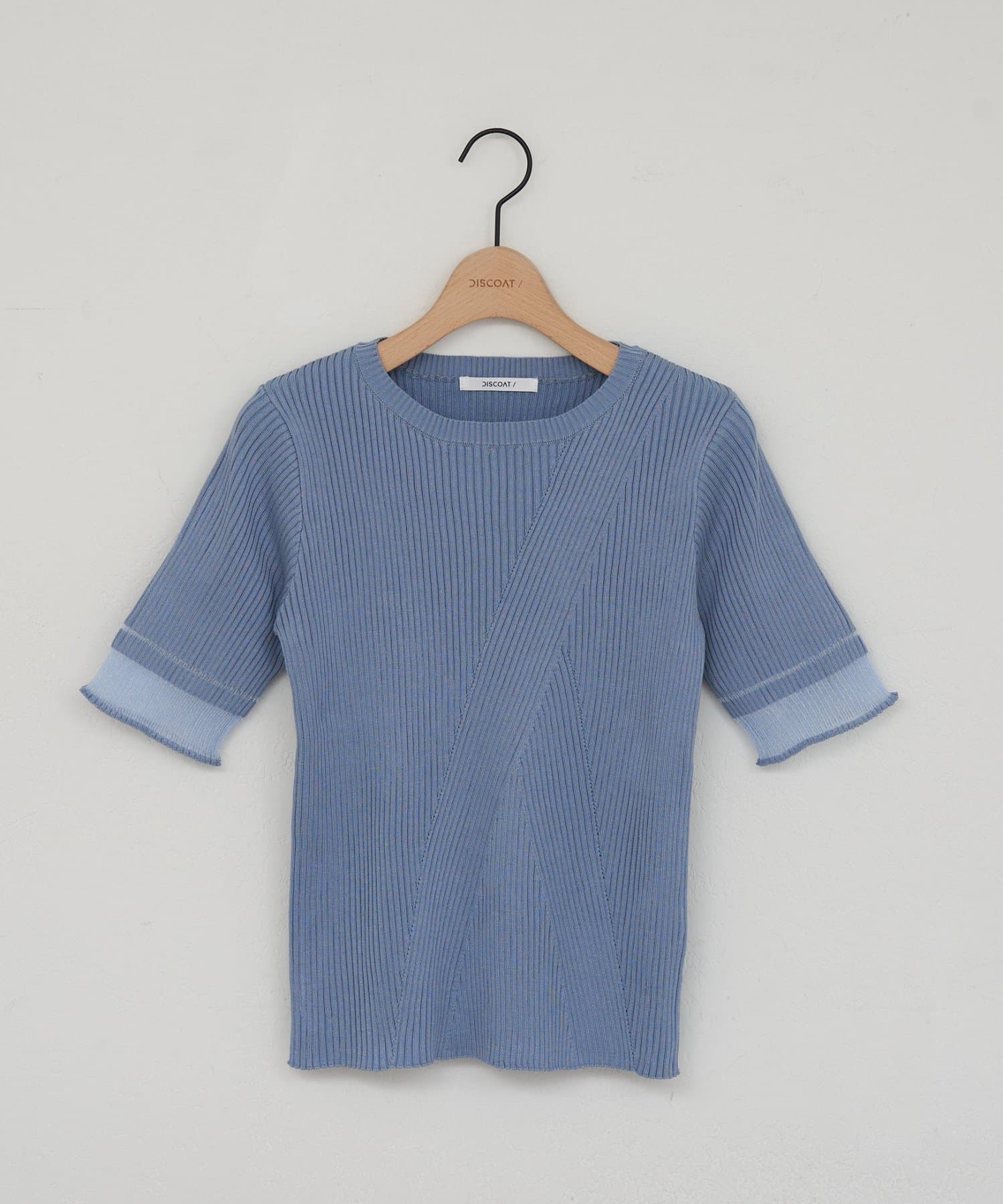 DISCOAT(ディスコート) 【WEB限定】シアー切り替え半袖プルオーバー