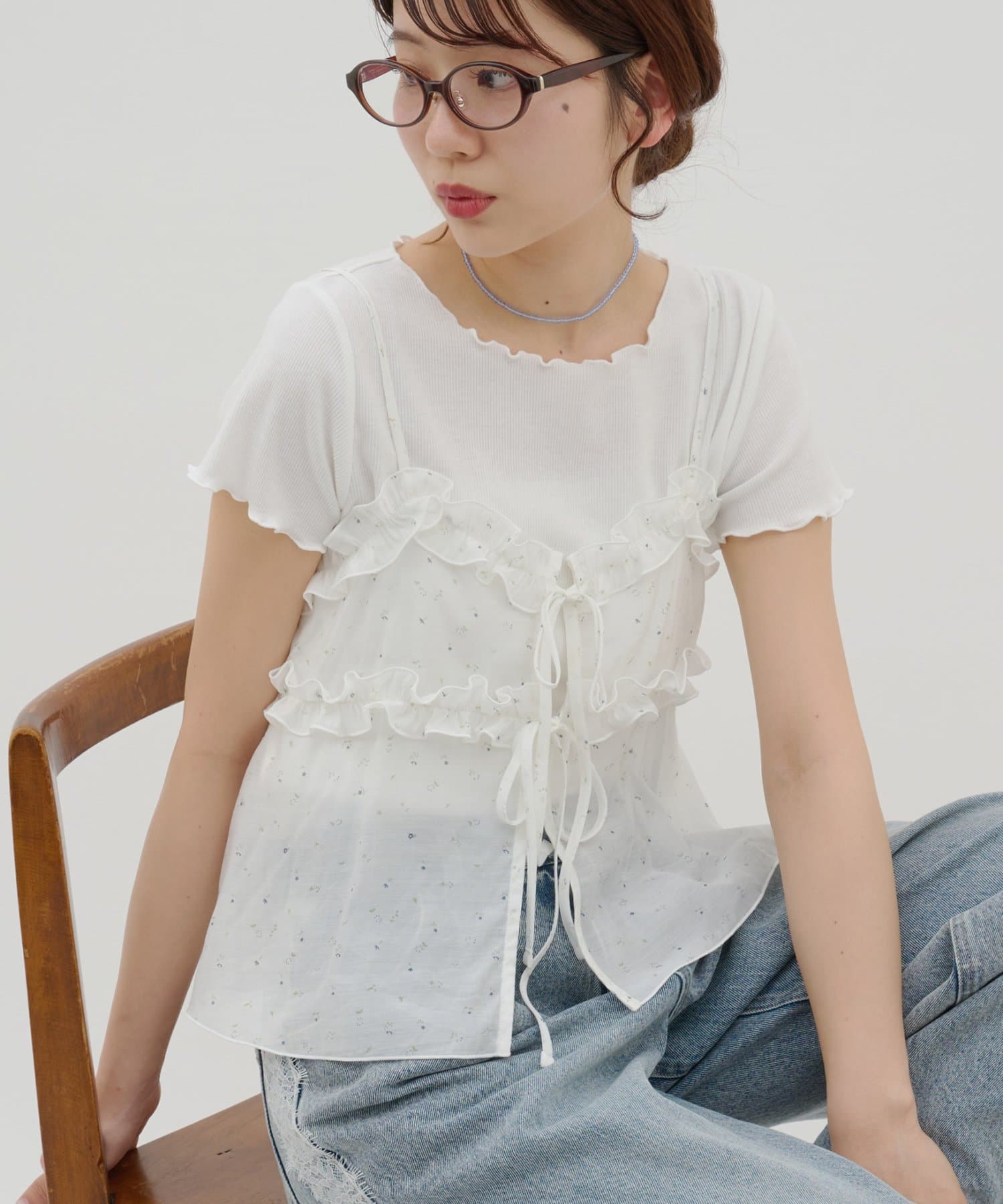 DISCOAT(ディスコート) 【umm.】花柄キャミ×Tシャツセット