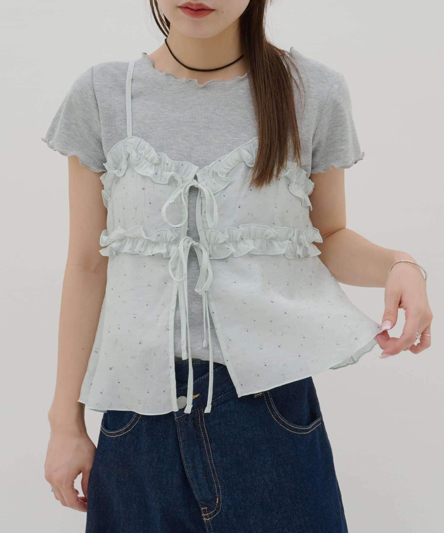 DISCOAT(ディスコート) 【umm.】花柄キャミ×Tシャツセット