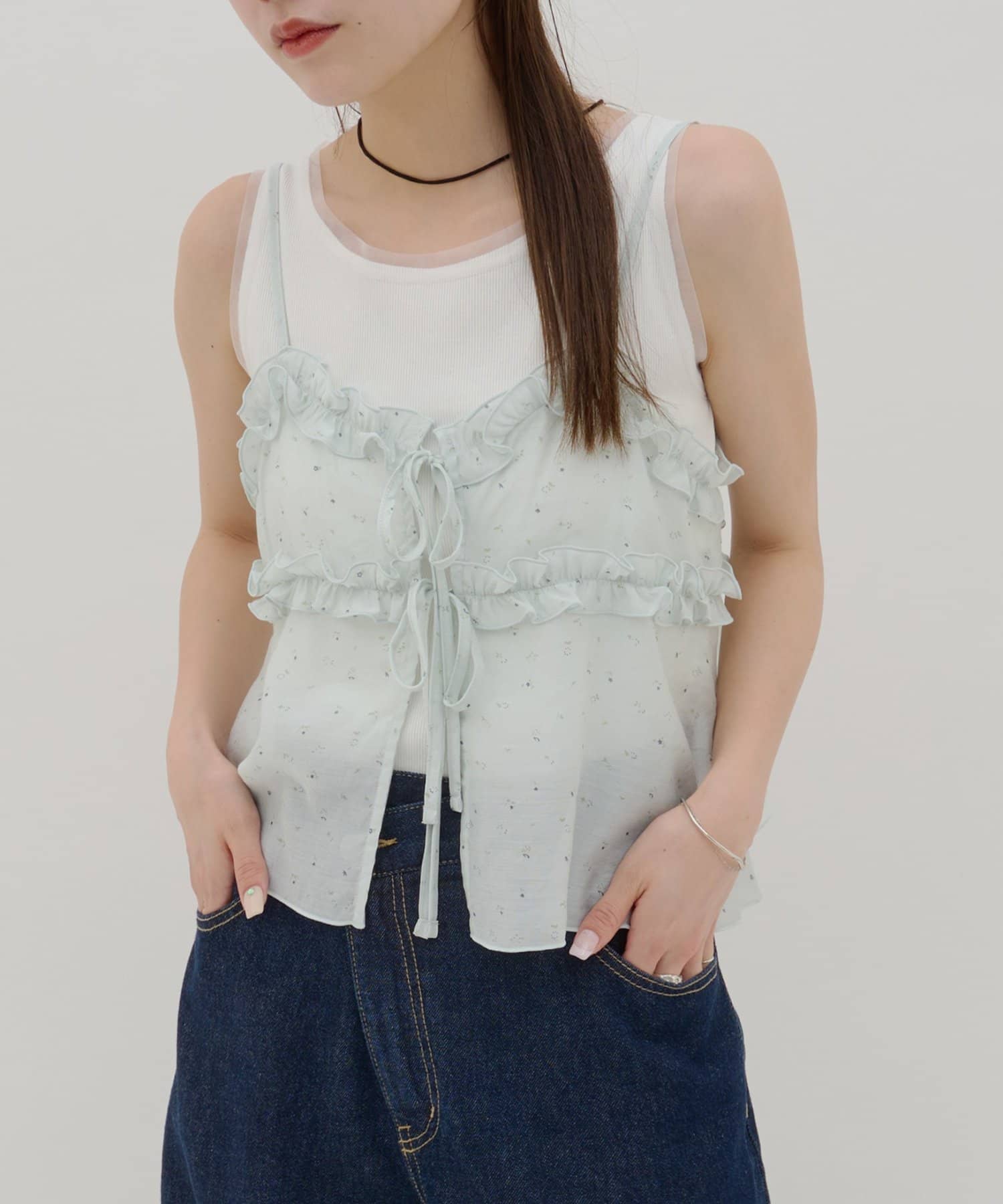 DISCOAT(ディスコート) 【umm.】花柄キャミ×Tシャツセット