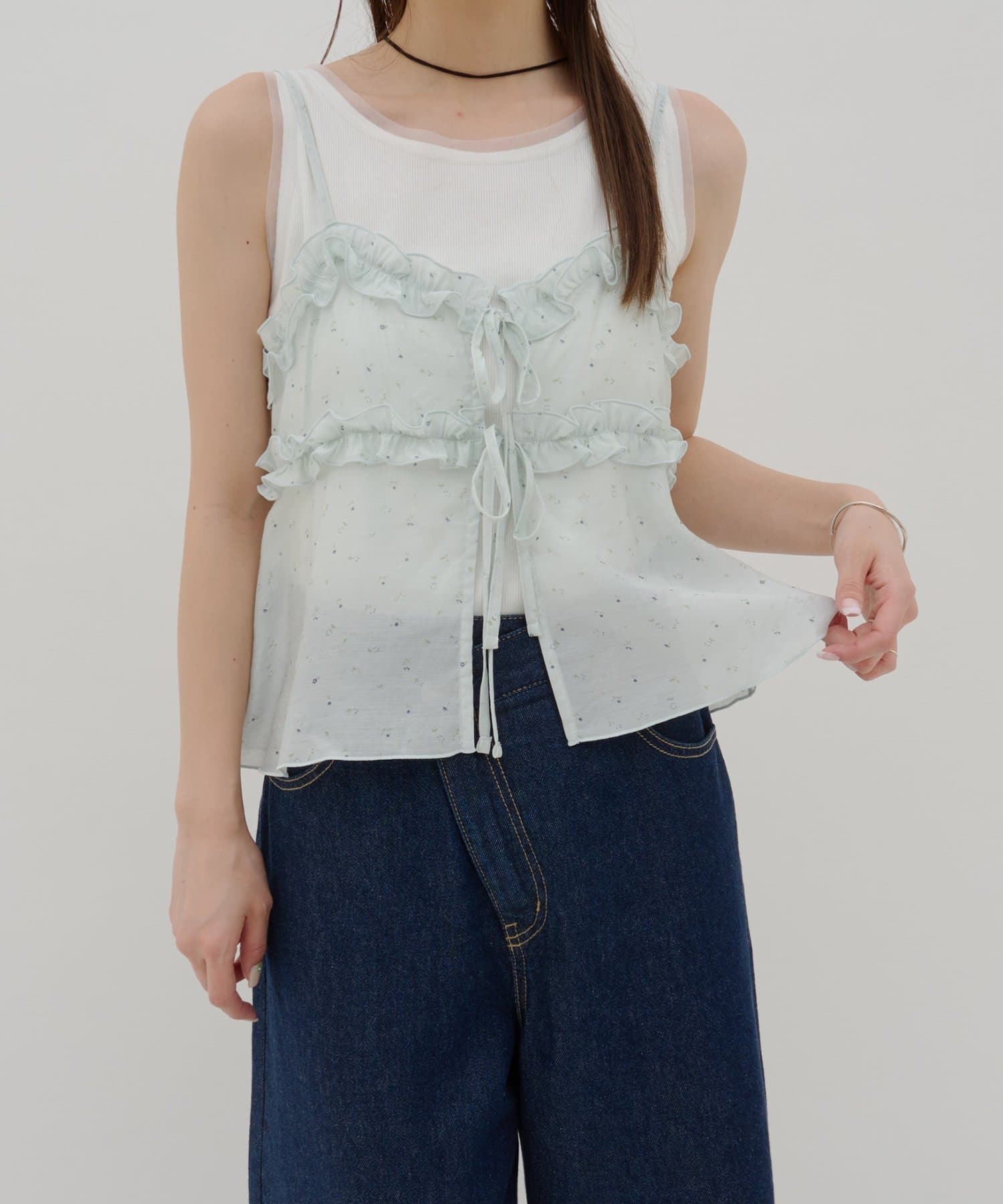 DISCOAT(ディスコート) 【umm.】花柄キャミ×Tシャツセット