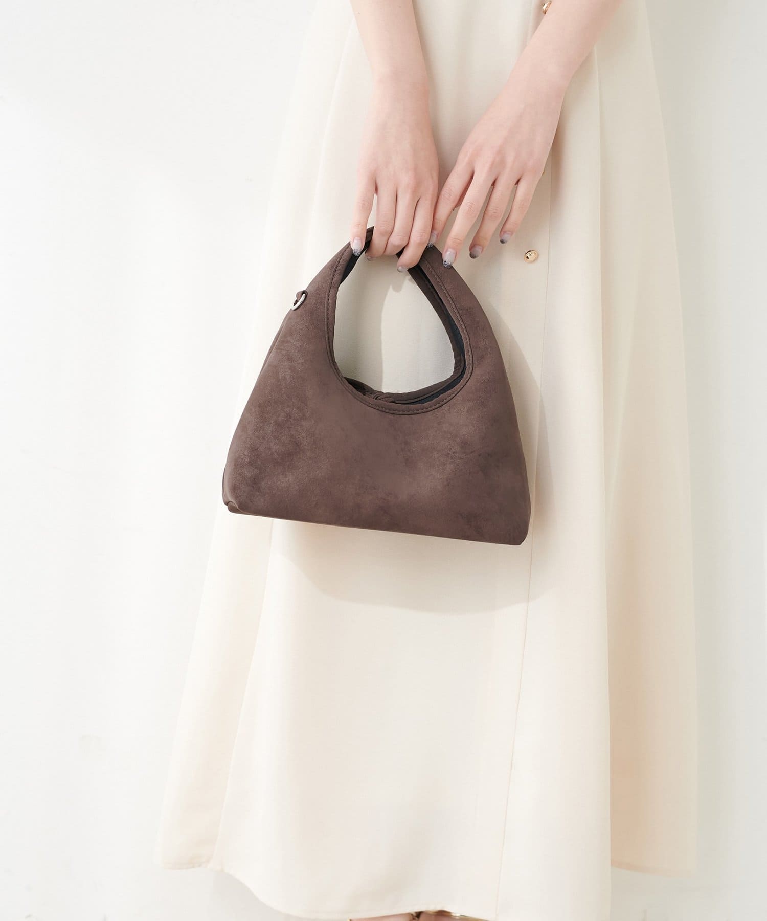 natural couture(ナチュラルクチュール) リボン付きスエードバッグ