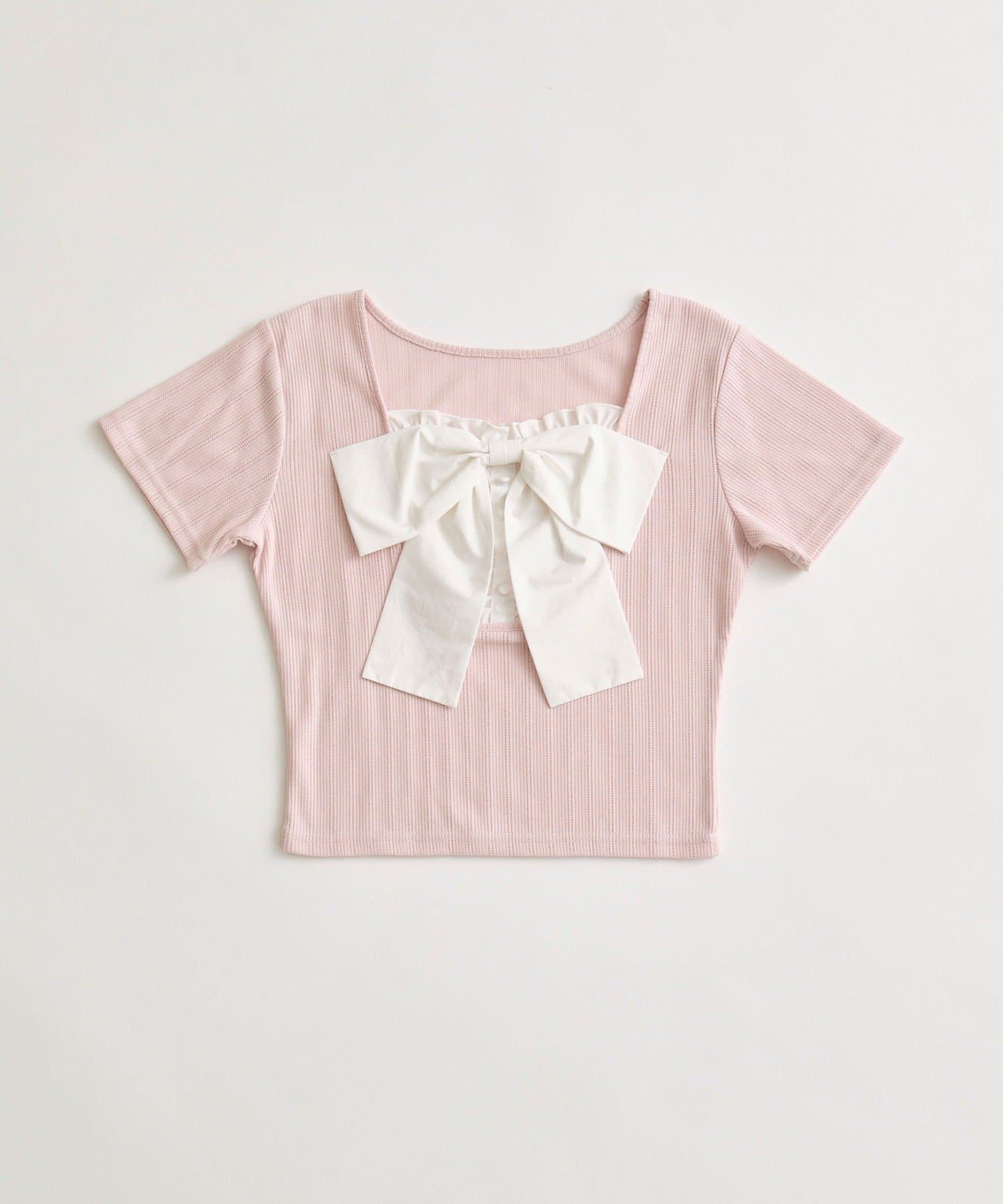 OLIVE des OLIVE(オリーブ デ オリーブ) リボン映え半袖トップス