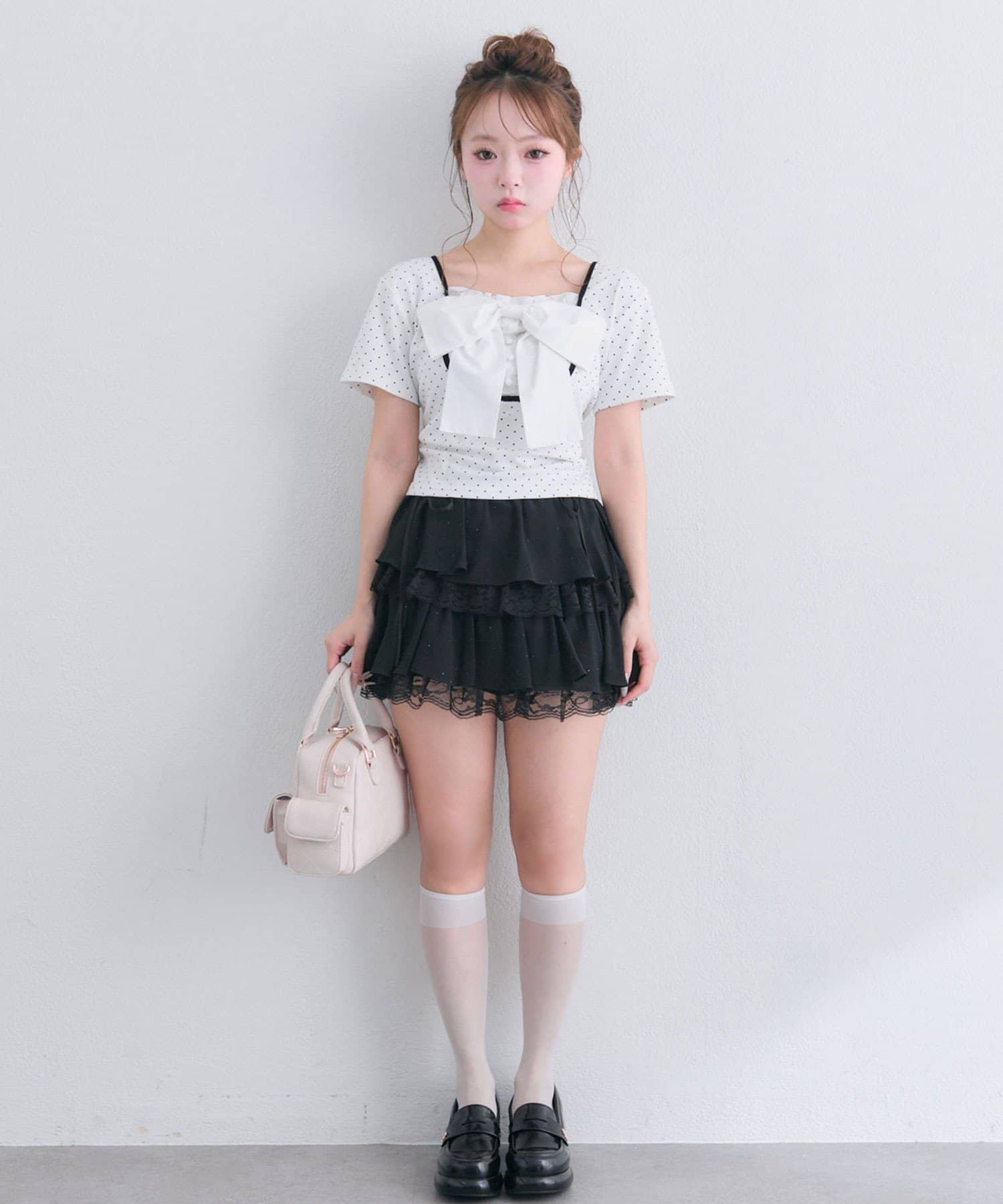 OLIVE des OLIVE(オリーブ デ オリーブ) リボン映え半袖トップス