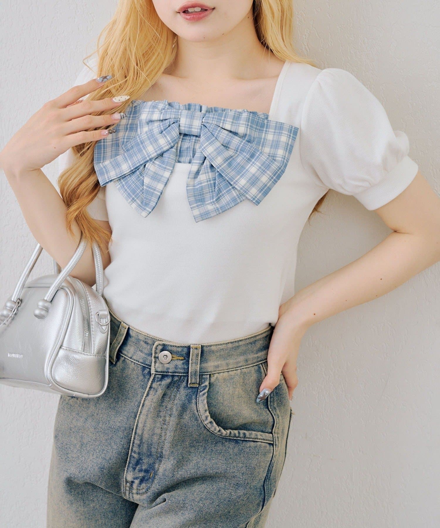 NICE CLAUP / OLIVE des OLIVE OUTLET(ナイスクラップ  / オリーブ デ オリーブ アウトレット) 【continuer】リボンドッキングパフT