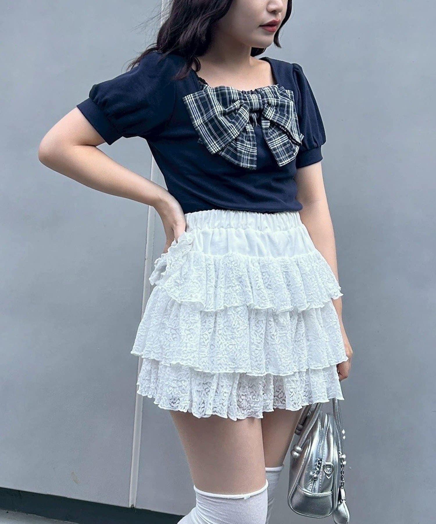 NICE CLAUP / OLIVE des OLIVE OUTLET(ナイスクラップ  / オリーブ デ オリーブ アウトレット) 【continuer】リボンドッキングパフT