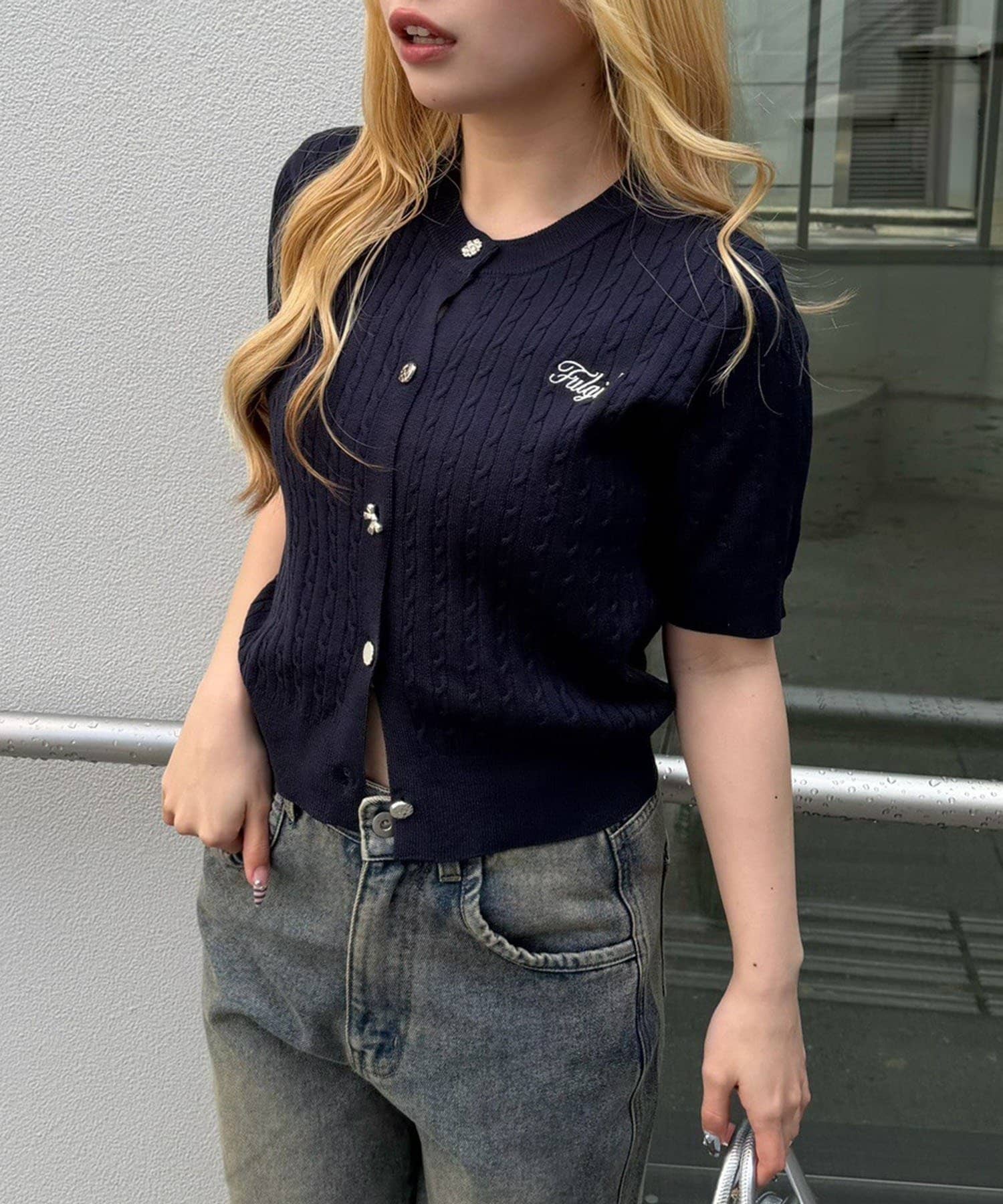 NICE CLAUP / OLIVE des OLIVE OUTLET(ナイスクラップ  / オリーブ デ オリーブ アウトレット) 【ANOTHER BRANCH】アソート釦ケーブルカーディガン