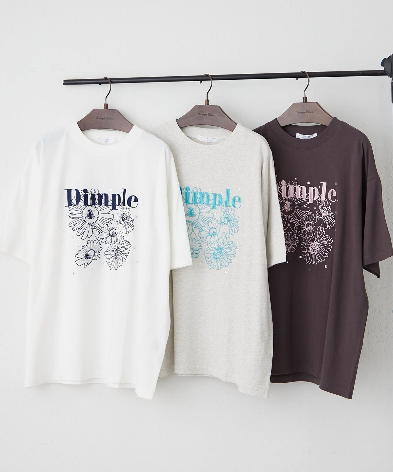 NICE CLAUP / OLIVE des OLIVE OUTLET(ナイスクラップ  / オリーブ デ オリーブ アウトレット) 【ANOTHER BRANCH】花刺繍×ラインストーンTシャツ