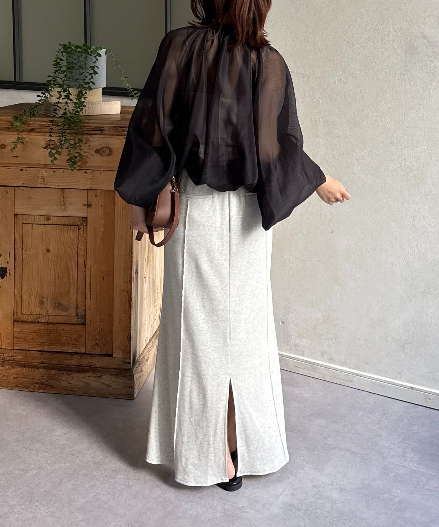 Thevon.(ゼヴォン) スナップボタンシアーギャザーブルゾン