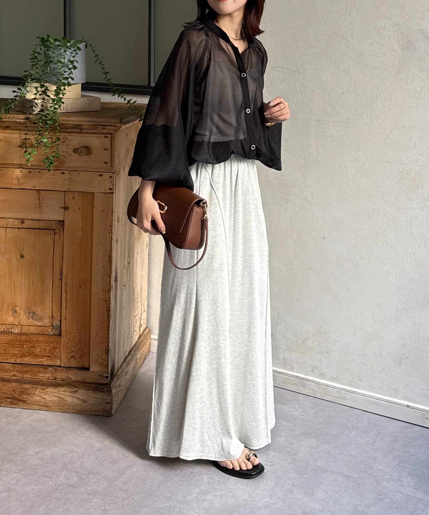 Thevon.(ゼヴォン) スナップボタンシアーギャザーブルゾン