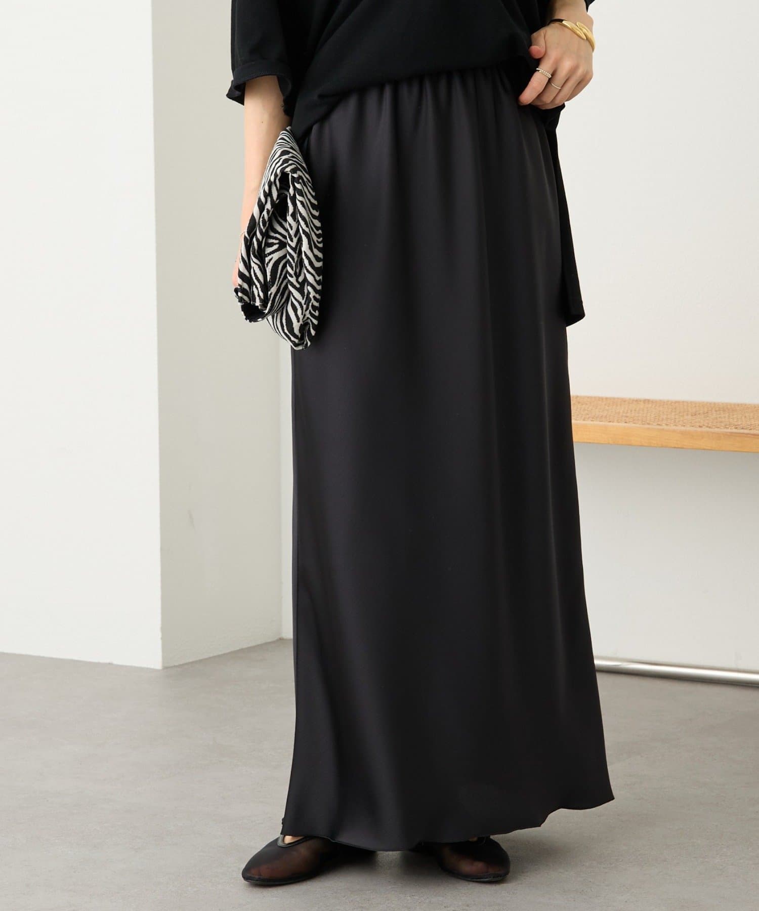 RIVE DROITE(リヴドロワ) 予約【ストレスフリーな履き心地】バイアスサテンナロースカート