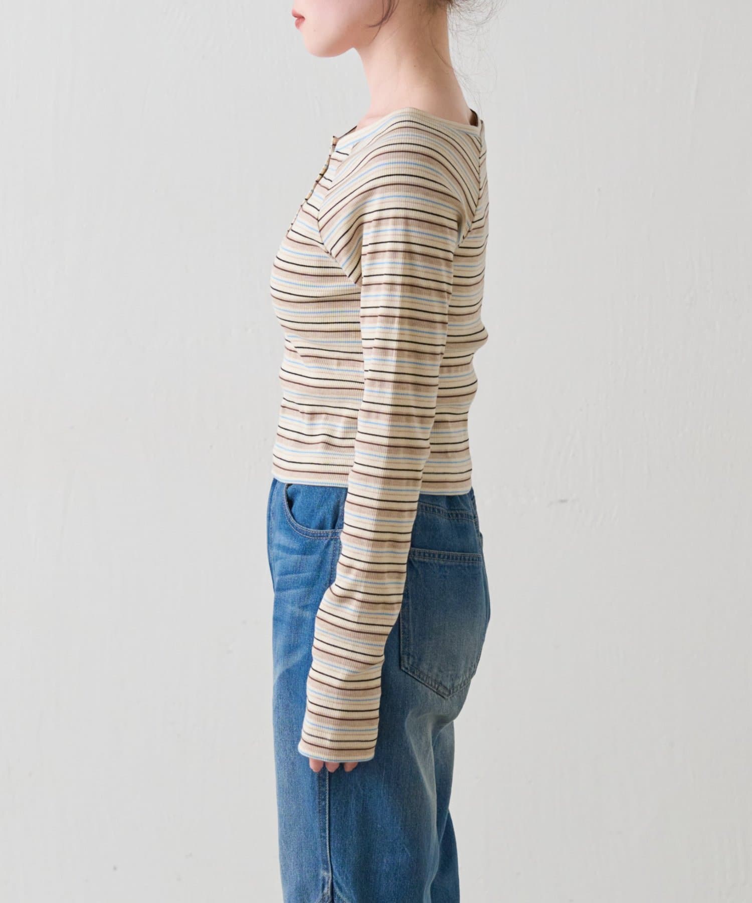 Kastane(カスタネ) 【4.5(日)0:00発売/無地&ボーダー】オフショルリブtee