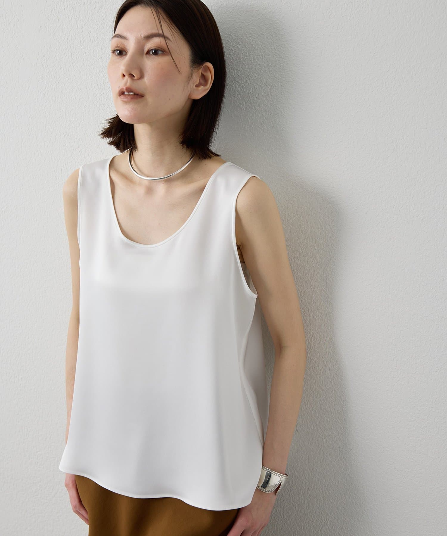 Whim Gazette(ウィム ガゼット) 【Drawing Numbers】ダブルサテンタンクブラウス