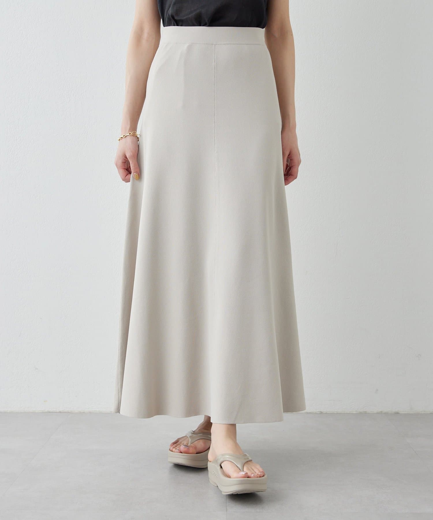 Whim Gazette(ウィム ガゼット) 【Drawing Numbers】ニットフレアロングスカート