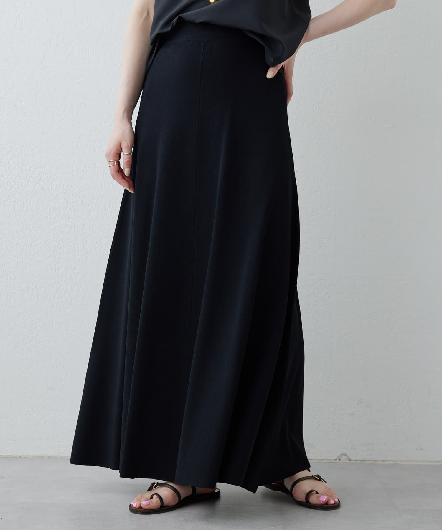 Whim Gazette(ウィム ガゼット) 【Drawing Numbers】ニットフレアロングスカート