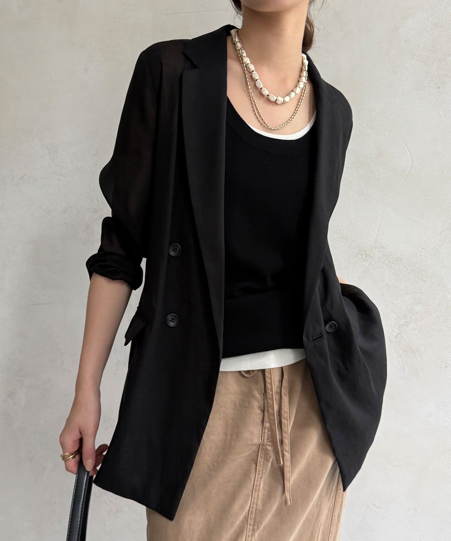 DOUDOU(ドゥドゥ) 【24日 10%OFFで予約スタート！】バックスリットシアーダブルジャケット