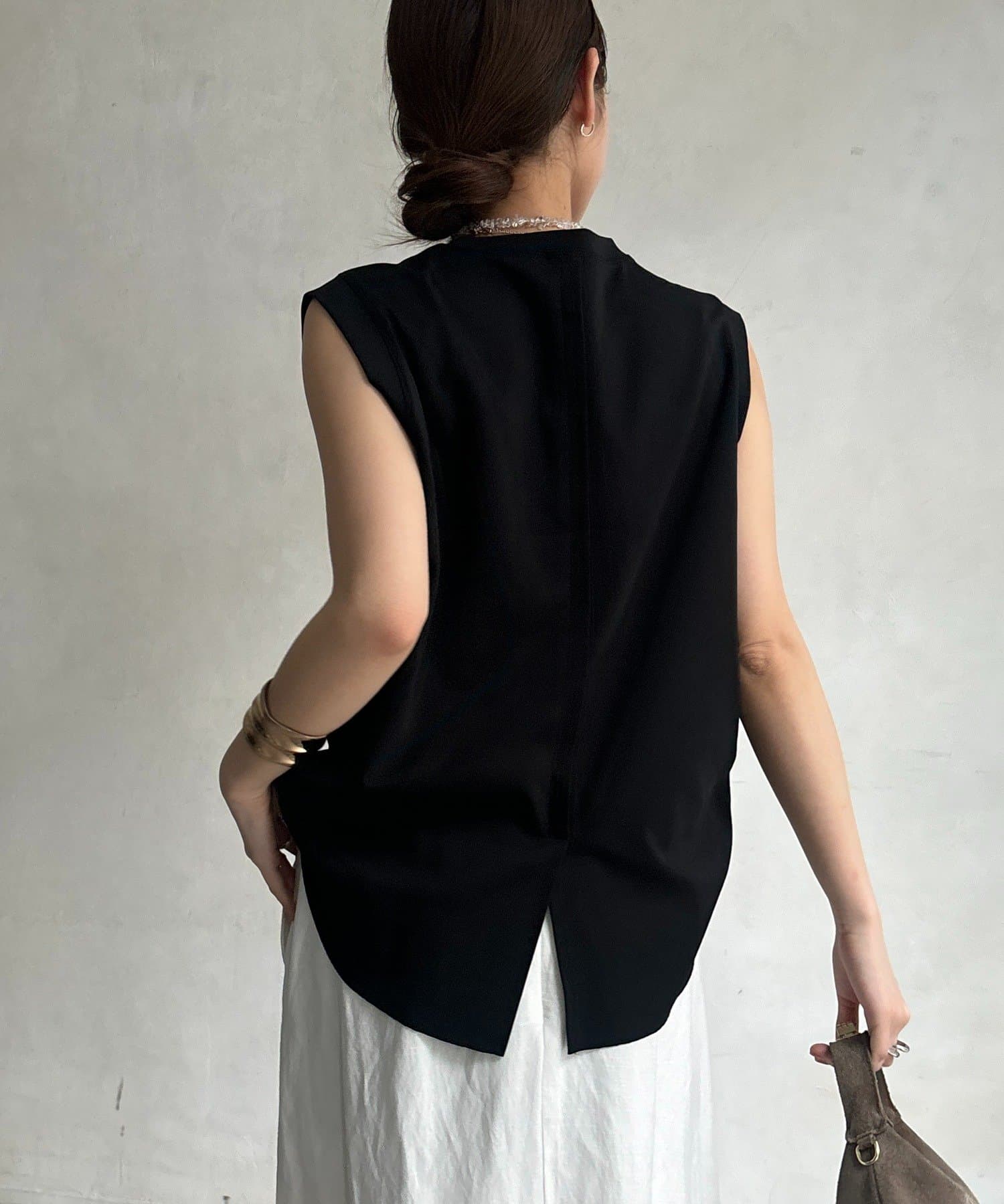 DOUDOU(ドゥドゥ) 裾切替ノーリスリーブプルオーバー