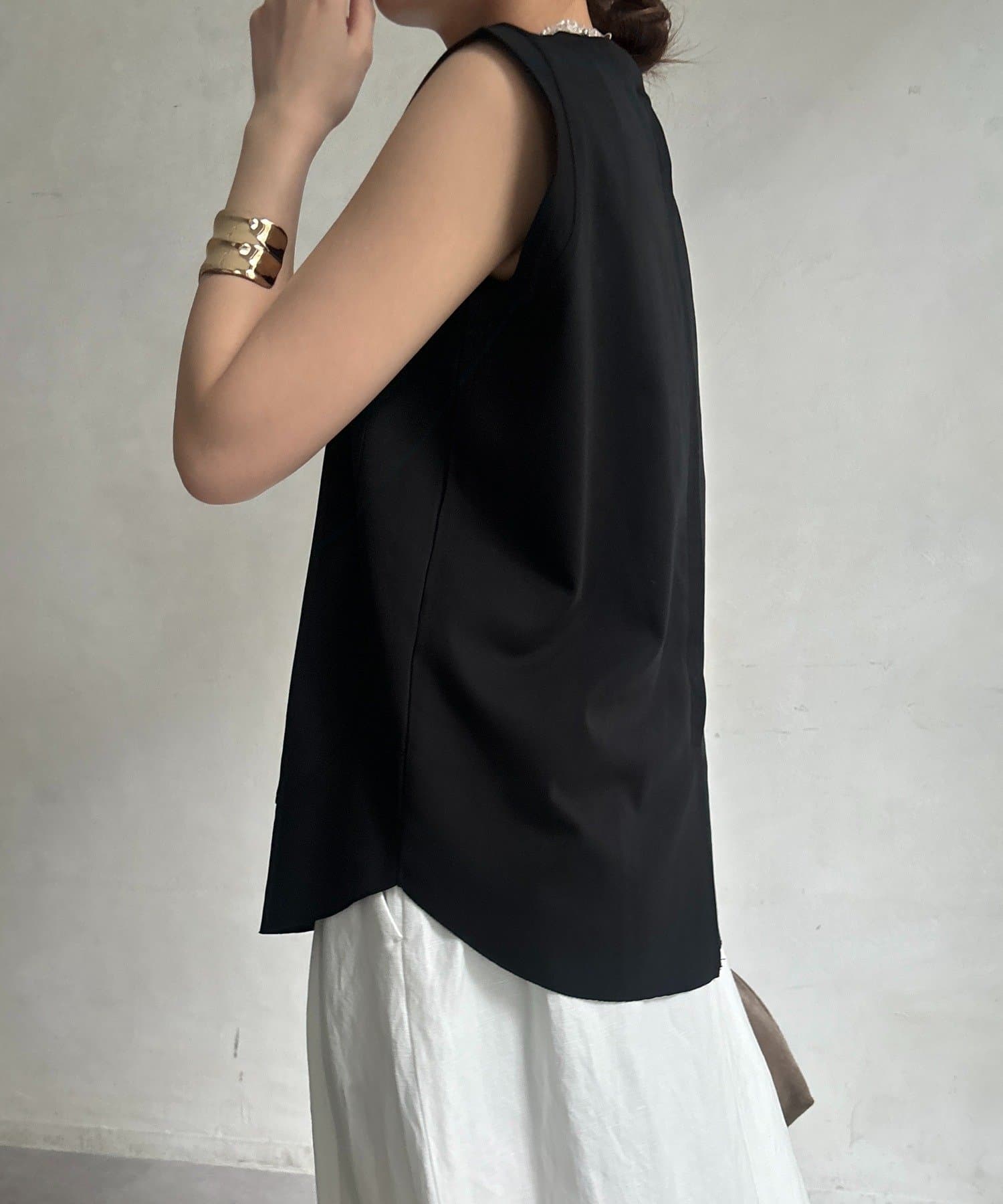 DOUDOU(ドゥドゥ) 裾切替ノーリスリーブプルオーバー