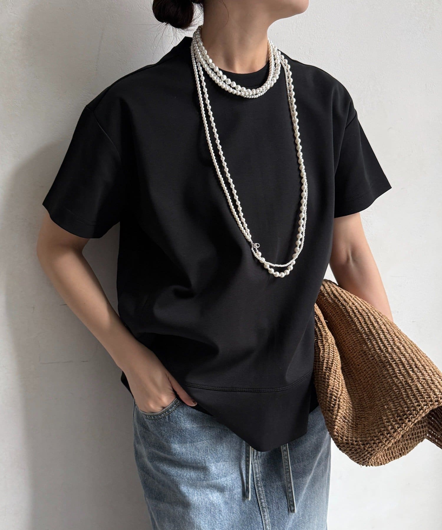 DOUDOU(ドゥドゥ) 裾切替半袖プルオーバー