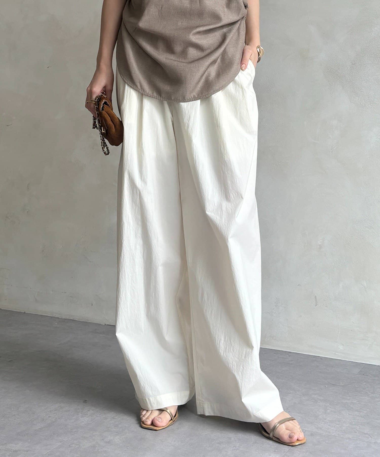 DOUDOU(ドゥドゥ) タフタワイドパンツ