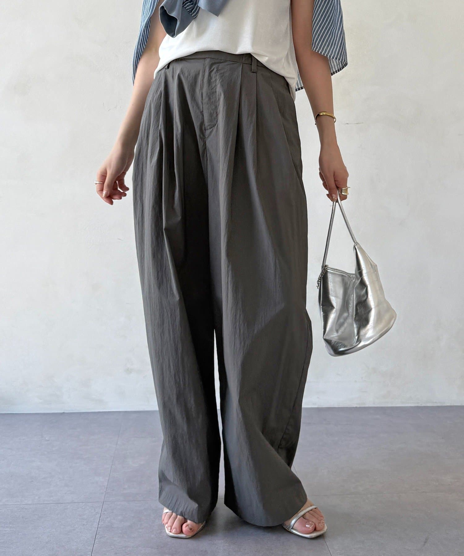 DOUDOU(ドゥドゥ) タフタワイドパンツ