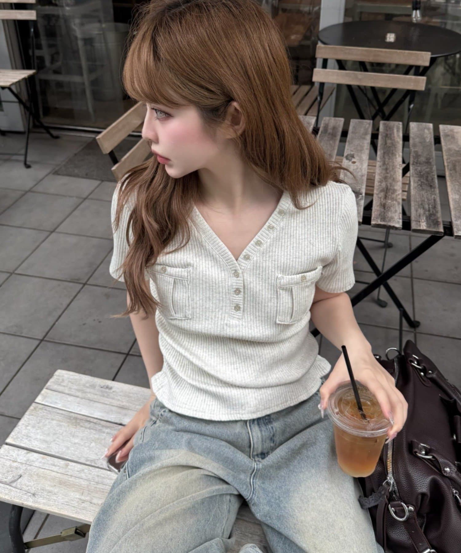 RAY CASSIN(レイカズン) Vポケット半袖Tシャツ