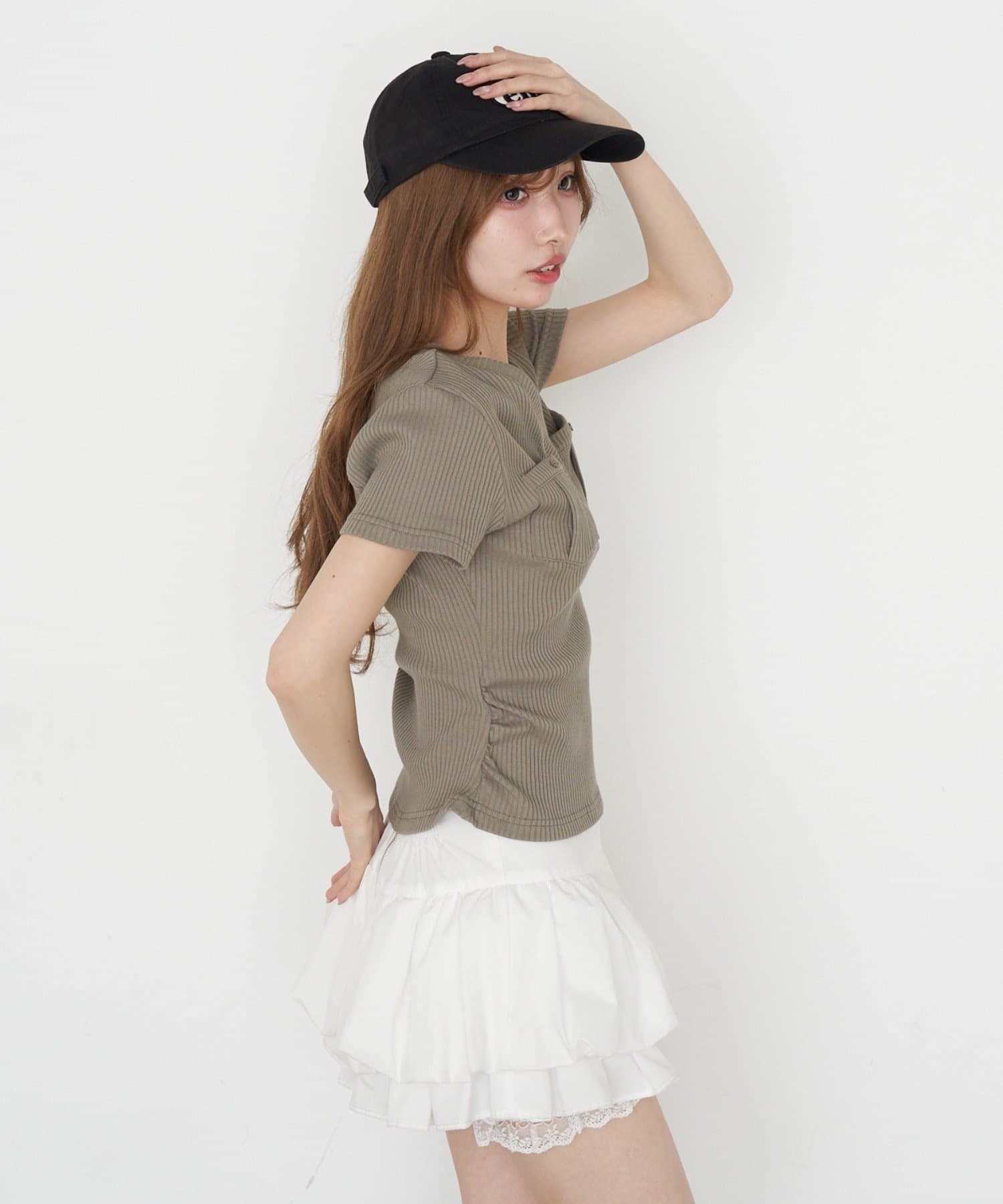 RAY CASSIN(レイカズン) 【華奢見え】Vネックポケット半袖Tシャツ