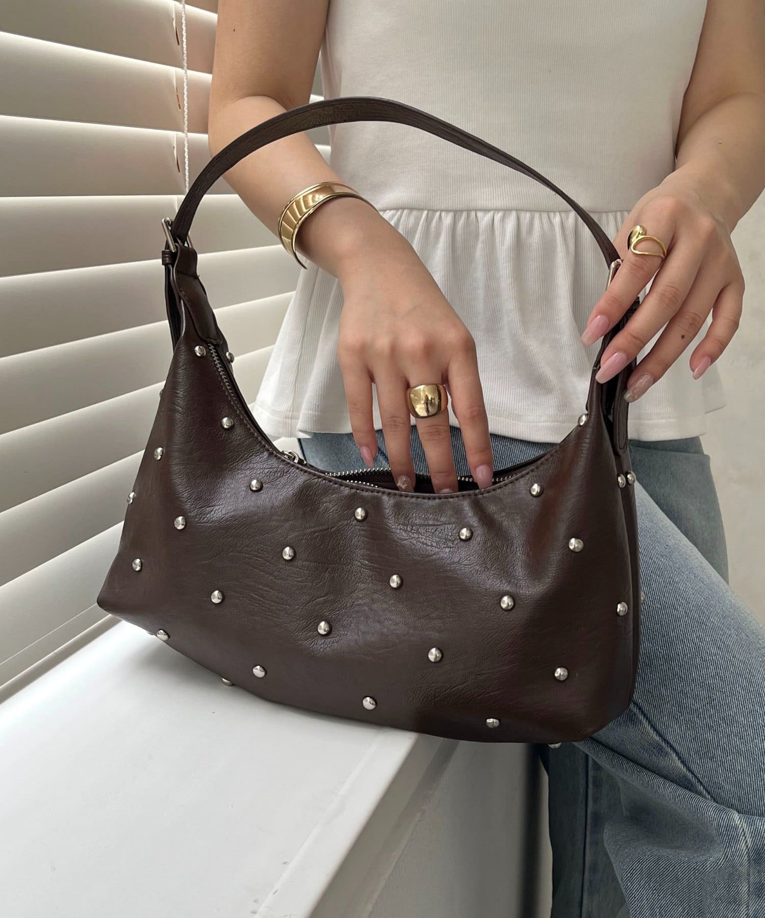 prose verse(プロズヴェール) 【ショルダー2way】スタッズショルダーバッグ