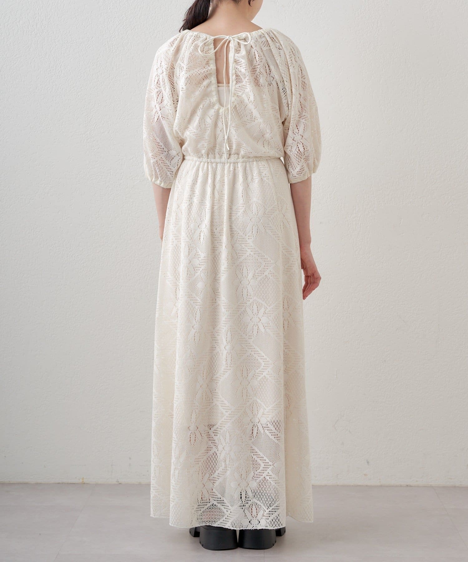 Kastane(カスタネ) 【WEB限定/2サイズ展開/低身長サイズ】カットレースギャザーワンピース